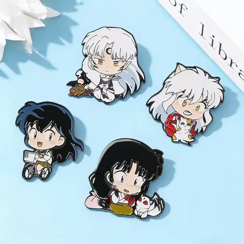 Anime Inuyasha Sango Brooch Badge Cartoon Creative Sesshomaru Kagome Enamel Lapel Pins For Fans Deco