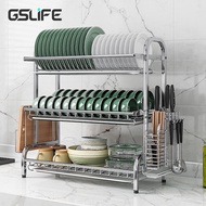 GSlife Dish Rack Stainless Steel Dish Drying Rack Rak Pinggan Stainless Steel Kitchen Storage Rack