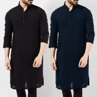 ZeroDis Summer Men Fashion Simple Shirt Muslim Robe Arabic Style Size S-5XL