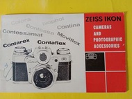 1966年西德製造 Zeiss Ikon 蔡司伊康 原廠相機和攝影器材配件 “英文版”宣傳目錄 Catalogue ，此罕有目錄有“皇者” Contarex 的 Planar, Distagon, Tessar, Sonnar...鏡頭， 輕巧細部的 Contaflex，還有 Viewfinder, Rangefinder Ikomatic, Contessa, Contessamat, Contina 機仔平價配極級超凡表現的  Zeiss Tessar! Movilux 電影攝影機，幻燈機，配件等