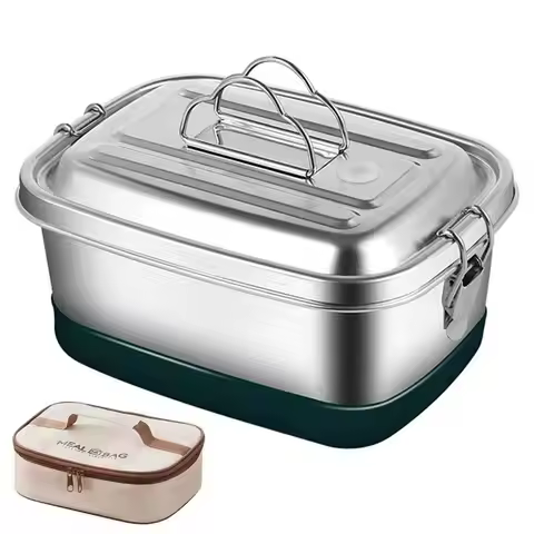 304 Stainless Steel Lunch Box Sealed And Anti Overflow 2-Layer Bento Box Convenient Large Capacity C