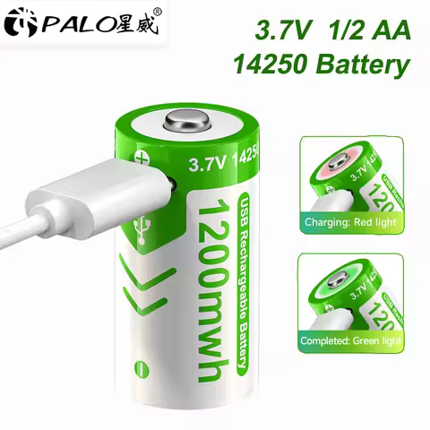 3.7V 1/2 AA Battery 1200mWh 14250 ER14250 Rechargeable Lithium Batteries USB type-c charging For PLC