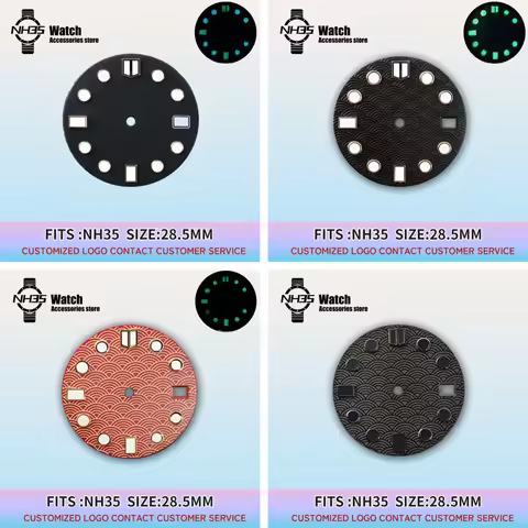 NH35 Dial Face Scale Waves For Seiko Turtle Tuna Mods NH35 Movement Sunburst 28.5MM Dial Sterile Dia