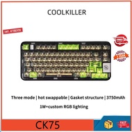 Cookiller CK75 transparent three mode wireless mechanical keyboard, Gasket structure, super coder bl