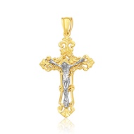 Nathalias NY Cross Pendant Necklace Two Kings Gold 14K Size 1.8 Grams Tone 02923