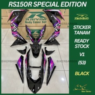 RAPIDO Cover Set Honda Rs150r V1 V2 V3 Special Edition (53) Black White Body Coverset (Sticker Tanam)