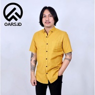 Kemeja Couple Ayah dan anak laki-laki Polos Lengan Pendek Warna kunyit kuning mustard Kemeja pria po