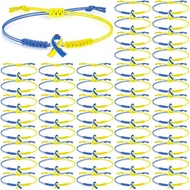 Sasylvia 20/50/100 Pcs Blue Yellow Down Syndrome Awareness Bracelets Adjustable Cord Stretch Bracele