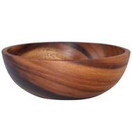 Natural Hand-Made Wooden Salad Bowl Classic Large Round Salad Soup Dining Bowl Plates Wood Kitchen U