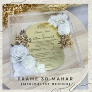 Gubahan Frame 3D Mahar Mas Kahwin MINIMALIST- WHITE FLOWER ONLY