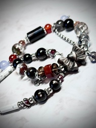 魔女宅急便水晶手鍊 - 銀曜石蝴蝶結/紅幽靈/茶晶//黑髮晶/紅瑪瑙