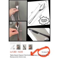 Table Desert Spoon Folk Knife Stainless Steel Hotel Cafe Restaurants Home Use