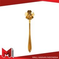 MallMainan-C766 Sendok Korea Teh Kopi Kecil Stainless Steel Motif Love Elegant Warna Gold / Sendok Bunga Emas Spoon Dessert Import