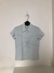 CALVIN KLEIN JEANS vintage light blue button up collar t shirt top 淺藍色有領鈕扣短袖上衣T恤