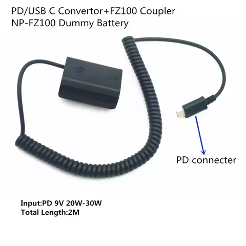 USB C PD Type C NP FZ100 Dummy Battery AC-FZ100 DC Coupler For Sony ILME-FX30 A6600 A7C A7M3 A7RM3 A