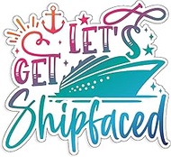 Let's Get Ship Faced with Boat, Drink Package Funny Colorful Cruise Magnet for Magnetic Cruise Doors