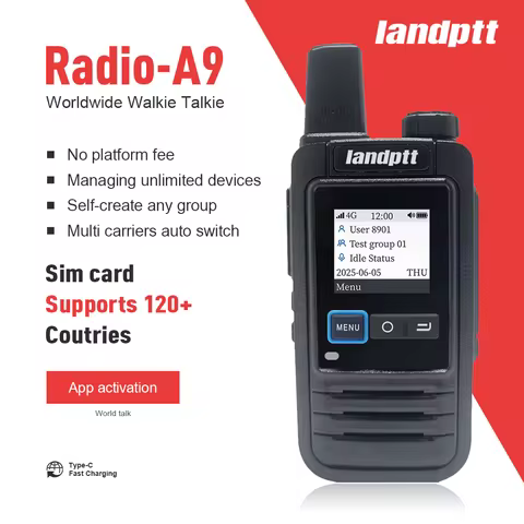 Landptt A9 4g Walkie Talkie Radio Long Range Free Platform Large Battery Internet POC PTT Long Dista