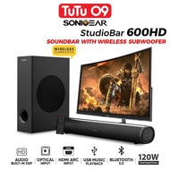 SonicGear StudioBar 600HD Wireless Subwoofer Bluetooth 5.0 Strong Bass TV Sound Bar Speaker ARC AUX 