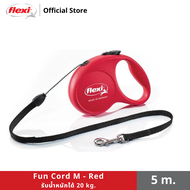 Flexi สายจูงสุนัข รุ่น Fun Cord สี Red รับน้ำหนักได้ 12-20 kg. ขนาด 5 m.