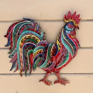 Wrought Iron Colorful Cock Animal Decoration Pendant Indoor Outdoor Farm Decoration Metal Crafts 0J5