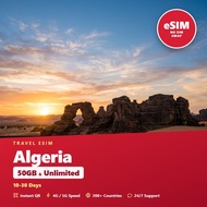 Algeria Travel eSIM 50GB & Unlimited 10-30 Days Prepaid Data SIM