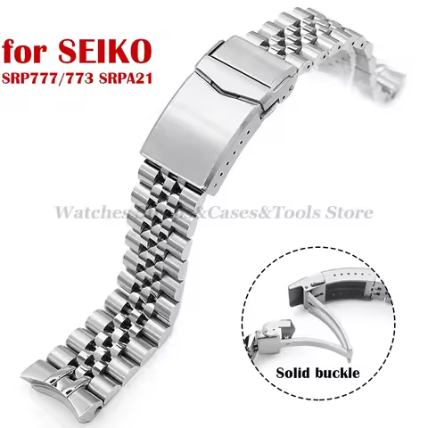 22mm Curved End Wristband for Seiko SRPA21 SRP777/773 SRPC25 316L Stainless Steel Bracelet Solid Buc