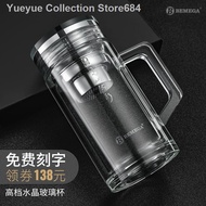 Large capacity of cup✽British Bemega high-end double-layer glass with handles for men and women insulated tea cups thick