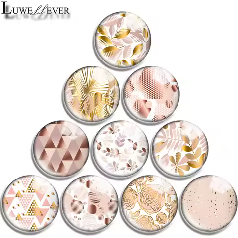 12mm 14mm 16mm 20mm 25mm 30mm 710 Champagne Gold Mix Round Glass Cabochon Jewelry Finding 18mm Snap 