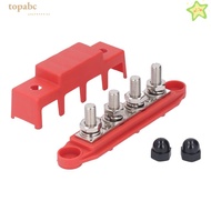 GORROS 4 Position Bus Bar, Red/Black M10 3/8 M10 Studs Bus Bar, Screw Terminals 48VDC 250A 4 Positio