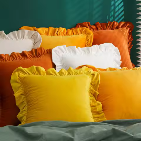 Ruffle Velvet Cushion Cover Nordic Modern Minimalist Solid Color Pillow Cover 45X45cm 50X50cm 30X50c
