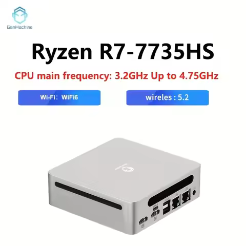 Genmachine AMD 7735HS LPDDR5 16G 6400Mhz Mini PC Windows 11 Ryzen WiFi 6 Gaming PC Display Diy Gamin