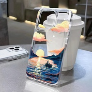 clear space case for iphone 14promax 13 12 11 7Plus 7 8 Plus X XR XSMax clouds sunset phone cover