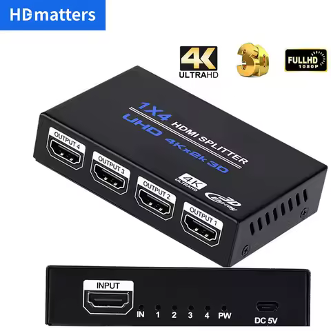 4K HDMI Splitter 1X4/1X3/1X2 Splitter HDMI 1 in 4/3/2 out 4K 30Hz HDMI 1.4 Splitter for HDTV PC Lapt