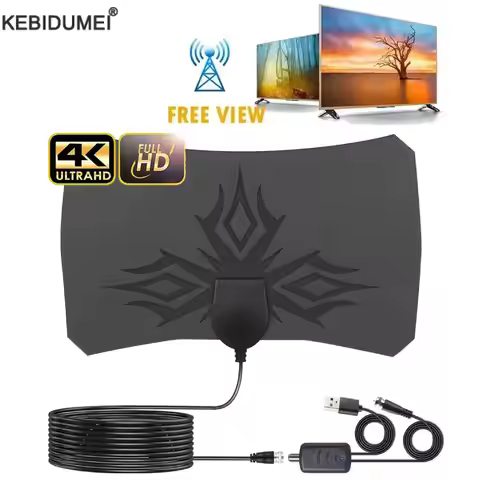 4K High Gain HD TV DTV Box Digital TV Antenna 5000 Miles Booster Active Indoor Aerial HD Flat Design