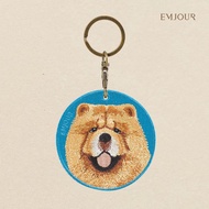 EMJOUR Double-Sided Embroidered Charm-Chow Chow | Pet Souvenir Gift Dog Key Ring Bag Accessories Dec