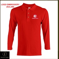 Microfiber Lengan Panjang Long Sleeve collar T Shirt Logo Embroidery Sulam Proton X50 Logo Sulam X50