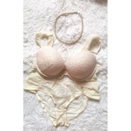 36B 80B Milky Color Lace Bra Set