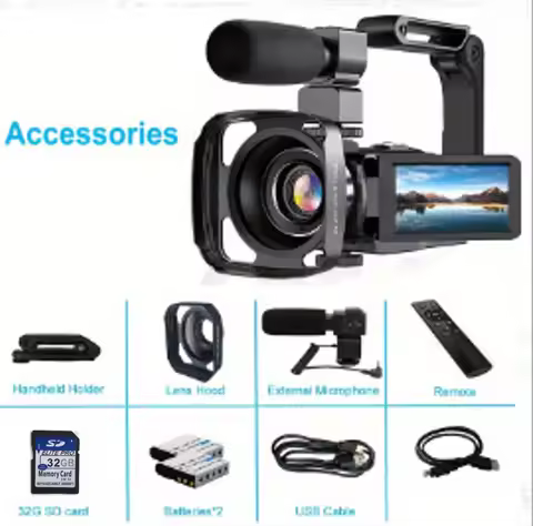 Digital Camera for Photography and 18X Digital Zoom WIFI Webcam Compact Vlogging Camera 3'' 270° Fli