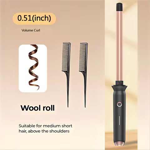 EU Standard 0.51-inch Negative Ion Hair Curling Iron PTC Fast Heating Unisex Wave Styling Tool