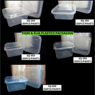 SQUARE FOOD CONTAINER [SQ 250, SQ 350, SQ 450. SQ 550, SQ 650] (50PCS/PAKET) / BEKAS SEGI EMPAT SAMA