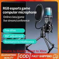RGB Condenser Professional Microphone Wire Mic For PC Laptop Computer Gaming USB Wired Streaming Pod