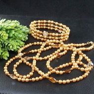 施華洛世奇水晶金珠長項鍊與手鍊 獨特飾品組