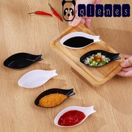 GLENES 6Pcs Fish Shape Plastic Dipping Dish, Mini White Black Sauce Dish, Tableware Japanese-style Seasoning Plate Vinegar