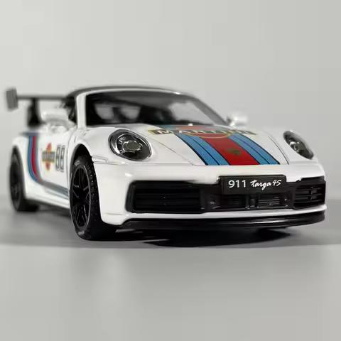 1:32 Porsche 911 Targa 4S Martini Alloy Diecast Model Car High Simulation Auto Parts Store Central C