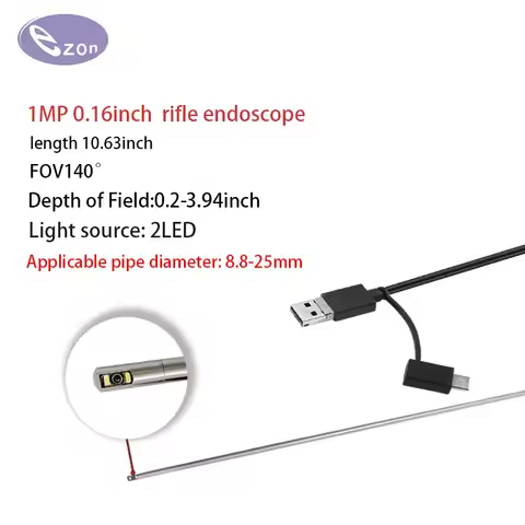 1MP 0.16 Inch Diameter Long Tube 140° Gun Cleaning Camera Gun Pipe Inspection 2m USB Soft Cable Mech