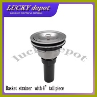 ◆ ◟ ▮ KITCHEN SINK BASKET STRAINER W/ 4" TAIL PIECE ECQ