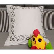 European Style Embroidered Pillowcase Sofa Bedroom Cushion Cover 65 x 65 White Light Gray