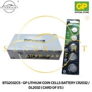 GP LITHIUM COIN CELLS BATTERY CR2032 / DL2032 ( CARD OF 5'S )