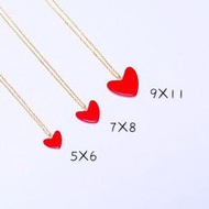 精品 純18K金ahkah小紅心項鏈女款桃心形吊墜Au750彩金鎖骨鏈生日禮物