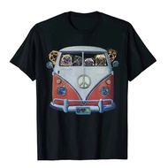 Ready Stock XS-6XL Kawaii Pug Tshirt Men Casual Tops Cute Pug Shirt Hippie Van Pug Graphic T Shirts 